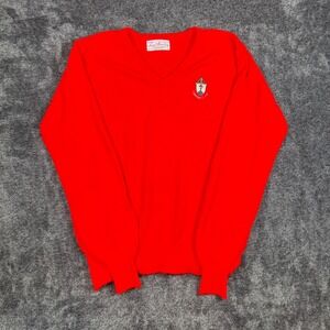 Vintage Lady Pickering Cardinal's Cup Sweater Large Red V Neck Made in USA Golf